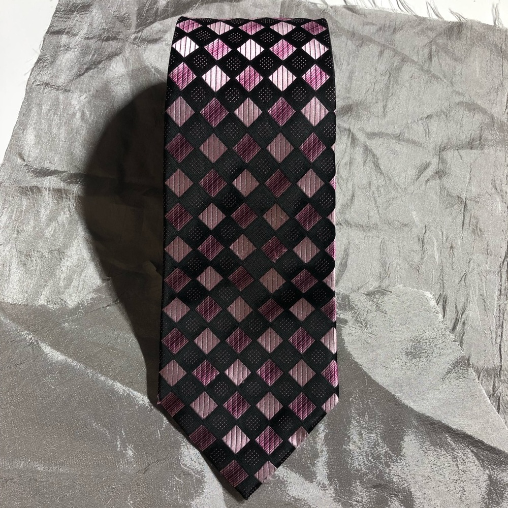 Giorgio Brutini Handmade Purple Checkered Tie EUC